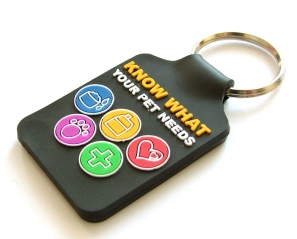 stepped 2-d soft pvc FLEXIFOB keyring