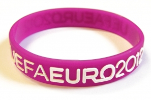 silicon wristband with raised and coloured logo