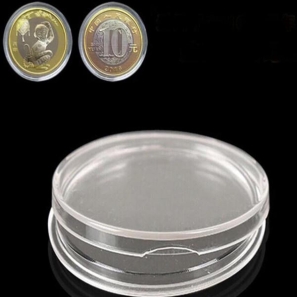 circular clear plastic box for coins