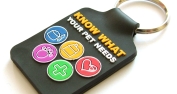 stepped 2-d soft pvc FLEXIFOB keyring